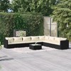 vidaXL 9-Piece Patio Lounge Set with Cushions, Black Poly Rattan, Water-Resistant, Modular Design, Comfortable Seating for Outdoor Living Space - 2 of 4