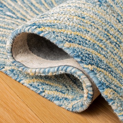 Light Blue Hand-Tufted Wool Square Area Rug 5' x 5'