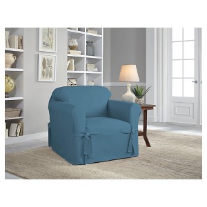 Indigo Relaxed Fit Duck Furniture Chair Slipcover - Serta, Blue
