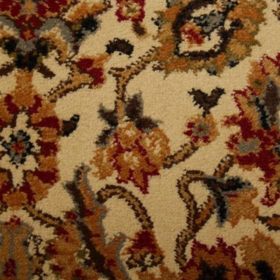 Ivory and Beige Ornate Damask Area Rug, 5'2" x 7'2"