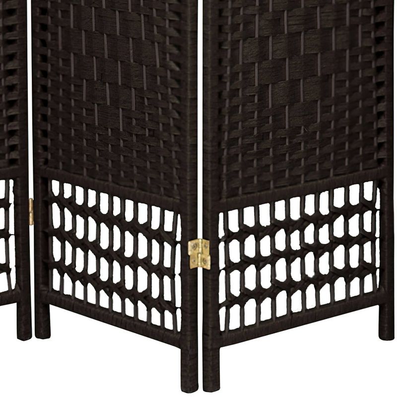 5 1/2 ft. Tall Fiber Weave Room Divider - Black (3 Panels), 4 of 5