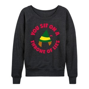 Women's - ELF - Christmas Family Set Throne Of Lies Lightweight French Terry Wide Neck Long Sleeve Shirt - 1 of 4