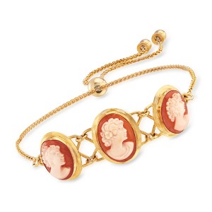 Ross-Simons Italian Orange Shell Cameo Bolo Bracelet in 18kt Gold Over Sterling Size - 1 of 4