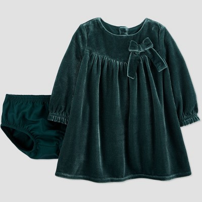 Baby Girls' Velvet Dress - Just One You® made by carter's Emerald Green 3M