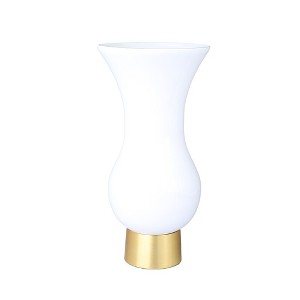 Classic Touch White S-Shaped Glass Vase with Gold Base - 1 of 3