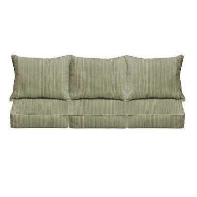 Sunbrella Textured Outdoor Corded Sofa Pillow and Cushion Set Green