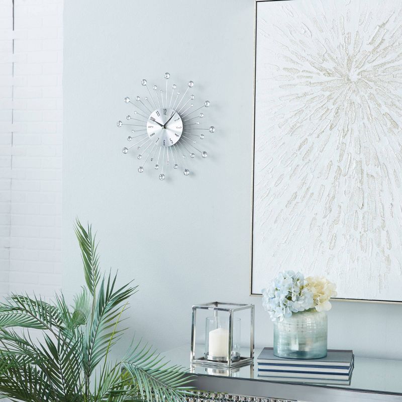 15"x15" Metal Starburst Wall Clock with Crystal Accents - Olivia & May, 2 of 18
