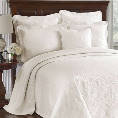 Ivory Cotton King Matelasse Sham with Decorative Flange
