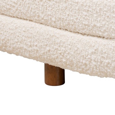 Betiana Cream Boucle Fabric and Walnut Wood Storage Bench