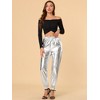 INSPIRE CHIC Women's Metallic Shiny Sparkle Elastic Waist Pants - 3 of 4