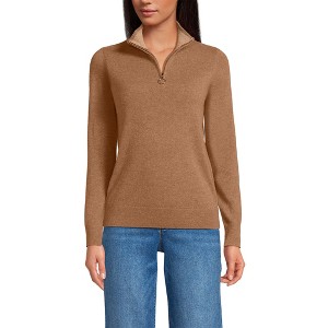 Lands' End Women's Cashmere Quarter Zip Sweater - 1 of 4