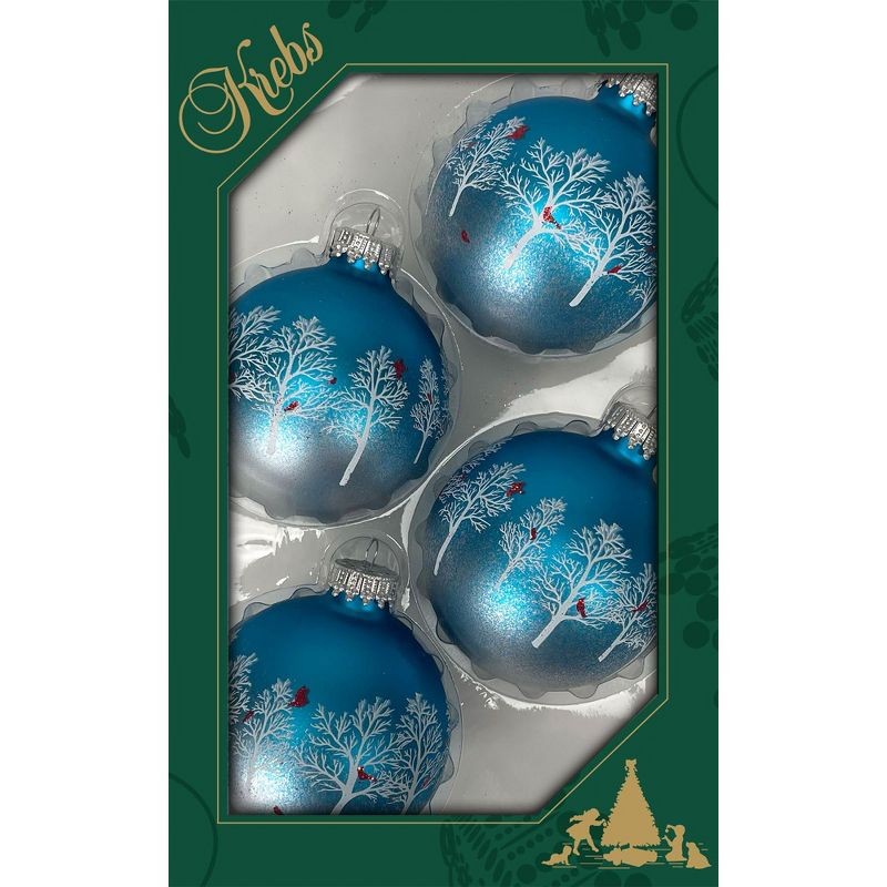 Glass Christmas Tree Ornaments - 67mm/2.63" [4 Pieces] Decorated Balls from Christmas by Krebs Seamless Hanging Holiday Decor, 1 of 5