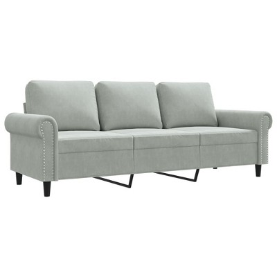 vidaXL Light Grey 3-Seater Sofa in Velvet - Modern Design, Plush Comfort, Durable Metal Frame, Thickly Padded for Living Room or Office