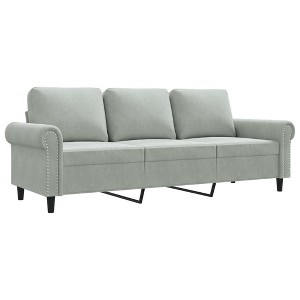 vidaXL Light Grey 3-Seater Sofa in Velvet - Modern Design, Plush Comfort, Durable Metal Frame, Thickly Padded for Living Room or Office - 1 of 4