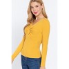 Slickblue Women's V-Neck Twisted Front Sweater, Long Sleeve Soft Knit Top, Honey Mustard, Size S-L - 3 of 4