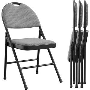 Metal Foldable Chair with Cushion and Non-Slip Feet Pads, Linen Party Chairs for Indoors and Outdoors, Meeting Room - 1 of 4