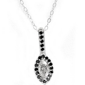 Pompeii3 1/2ct Black & White Gold Fancy Marquise Diamond Pendant - 1 of 2