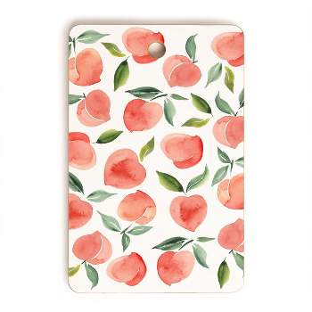 Summer Sun Home Art Peaches 1 Rectangle Cutting Board, 16" x 10.5" - Deny Designs