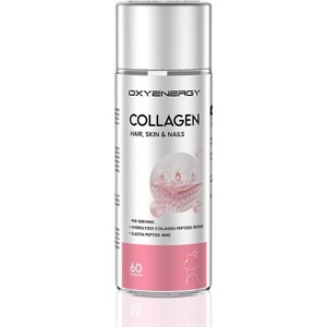 OXYENERGY Collagen Peptides for Women, 800mg Hydrolyzed Collagen Types I + Elastin Peptides, 60 Capsules for Hair, Nails & Skin Support - 1 of 1