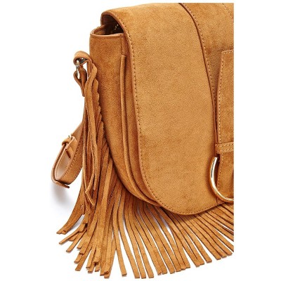 Lascana Women's Faux Suede Fringe Detail Purse - LASCANA - Cognac Solid O/S — фото 2