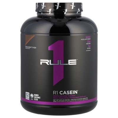 Rule One Proteins R1 Casein, Protein Powder Drink Mix, Chocolate Fudge, 4.01 lb (1.82 kg)