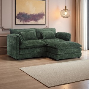 76.77" Chenille Double L-Shaped Sectional Sofa with Removable Armrests & Footstool - 1 of 4