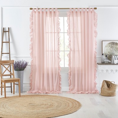 Bella Tab-top Ruffle Cottagecore Single Sheer Window Curtain Panel - 52 X  84 - Pale Pink - Elrene Home Fashions : Target