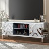 Modern Mirrored Silver TV Stand for 65" TVs, Media Console with Doors, Entertainment Cabinet for Living Room-The Pop Home - 2 of 4