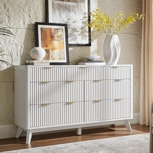 SinCiDo 54" Fluted 7 Drawer Chest of Drawers, Faux Marble Topped Modern Dresser with Curved Design, for Bedroom, Living Room, Hallway - 1 of 4