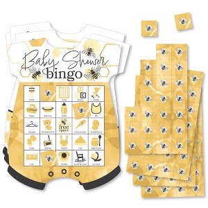 Big Dot of Happiness Little Bumblebee - Picture Bingo Cards and Markers - Baby Shower Shaped Bingo Game - Set of 18 - 1 of 4