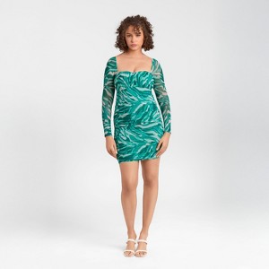 S3 Apparel Women's Shirred Mesh Sweetheart Long Sleeve Sculpting Mini Dress - Costa Di Malta