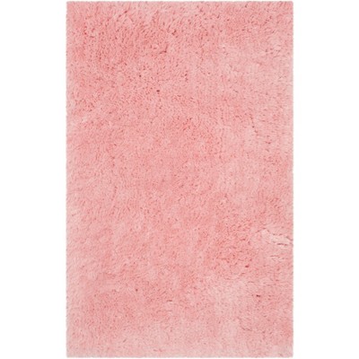 Pink Hand-Tufted Shag Area Rug with Synthetic Sheepskin