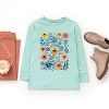 The Juniper Shop Watercolor Daisy Garden Youth Long Sleeve Tee - XL - Seafoam - 3 of 4