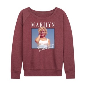 Women's - Marilyn Monroe - What's Important Is How You Feel About Yourself Lightweight French Terry Wide Neck Long Sleeve Shirt - 1 of 4