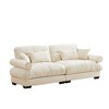 Aukfa Cream Velvet Large Sofa with Bolster Armrests, Waist & Throw Pillows – Modern Couch for Living Room, Bedroom or Office - 4 of 4