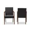 Baxton Studio Set of 2 Andrea Mid-Century Modern Upholstered Wooden Armchair Dark Gray: Polyester, Rubberwood Frame, Spot Clean - image 2 of 4