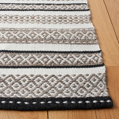 Handmade Black and Ivory Wool Stripe 4' x 6' Area Rug