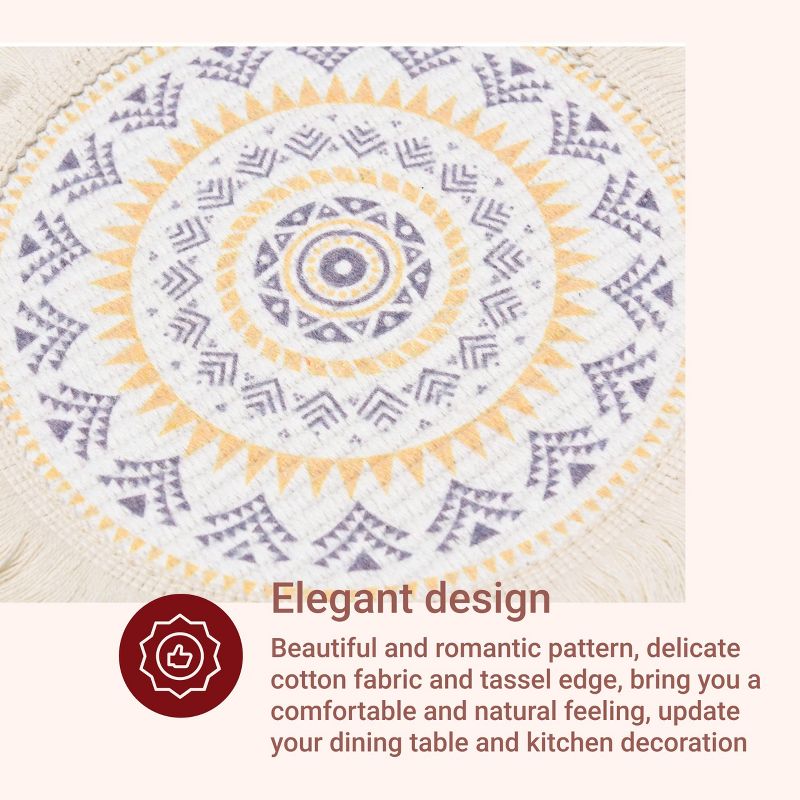 Kitchtic Round Boho Placemats - Set of 4 - Yellow, 2 of 4