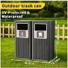 Gulches 2×80L Outdoor Waste Bin with Double-Bucket, Wood Design, Double Lid & Fluid Tray, Weather-Resistant, Fits 30-39 Gal Bags - 2 of 4