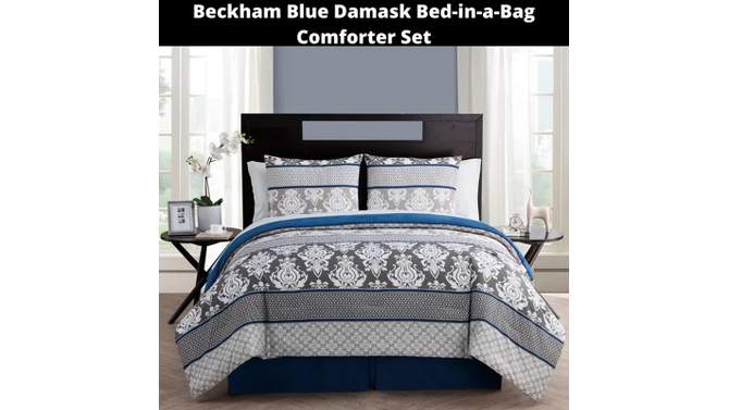 Beckham Bed in a Bag Comforter Set Blue - VCNY Home, 2 of 8, play video