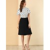 INSPIRE CHIC Women's Polka Dots Stand Collar Pleat Keyhole Back Short Flare Sleeve Tops - 3 of 4