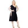 HAPPY BAY Women's Vacation Beachwear Long Bathing Suit Summer Short Front Tie Swimsuit Cover Ups Medium-Large Black Solid - 4 of 4