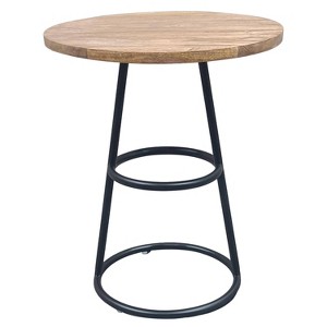 The Urban Port 20" Side Table Natural Brown Mango Wood Top Black Iron Base Brown/Black - 1 of 4