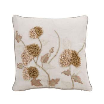 Saro Lifestyle Embroidered Flower  Decorative Pillow Cover