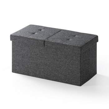 30" Button Tufted Folding Storage Ottoman Bench with Smart Lift Top - Mellow