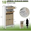 White Shoe Storage Cabinet-Three -Top Drawers-Adjustable Shelves Accommodate Eighteen to Twenty-Four Pairs Space-Saving Narrow Design-for Entryw - 2 of 4