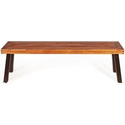 Acacia Wood and Steel 3-Piece Outdoor Picnic Table Set