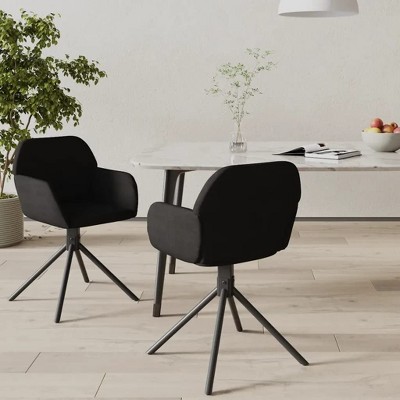 vidaXL Swivel Dining Chairs, 2 Pcs, Black Velvet