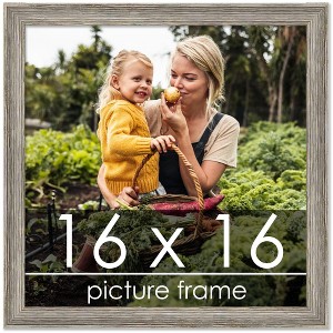 PosterPalooza | 16x16 Thin Barnwood Picture Frame, UV Acrylic, 2 Finishes - Grey and Black - 1 of 4