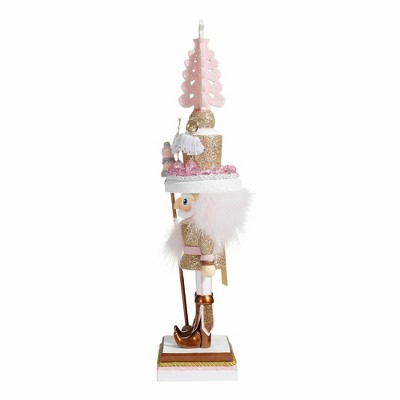 17.5-Inch Pink and Gold Ballet Nutcracker with Glitter Detail